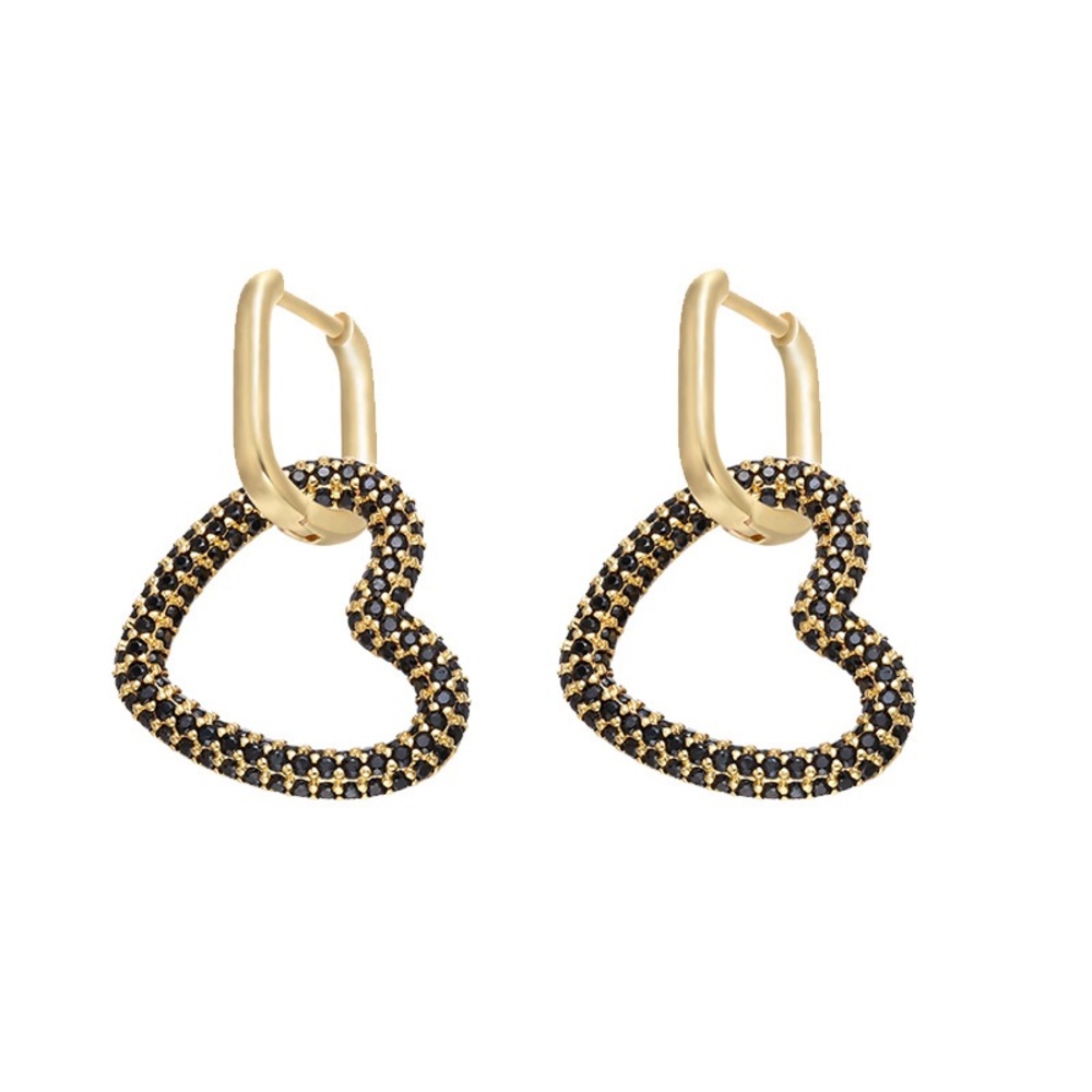 Cubic Zirconia heart hoop earrings